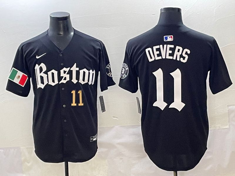 Men 2025 Boston Red Sox #11 Devers Black Five generations Joint Name Nike MLB Jersey style 4